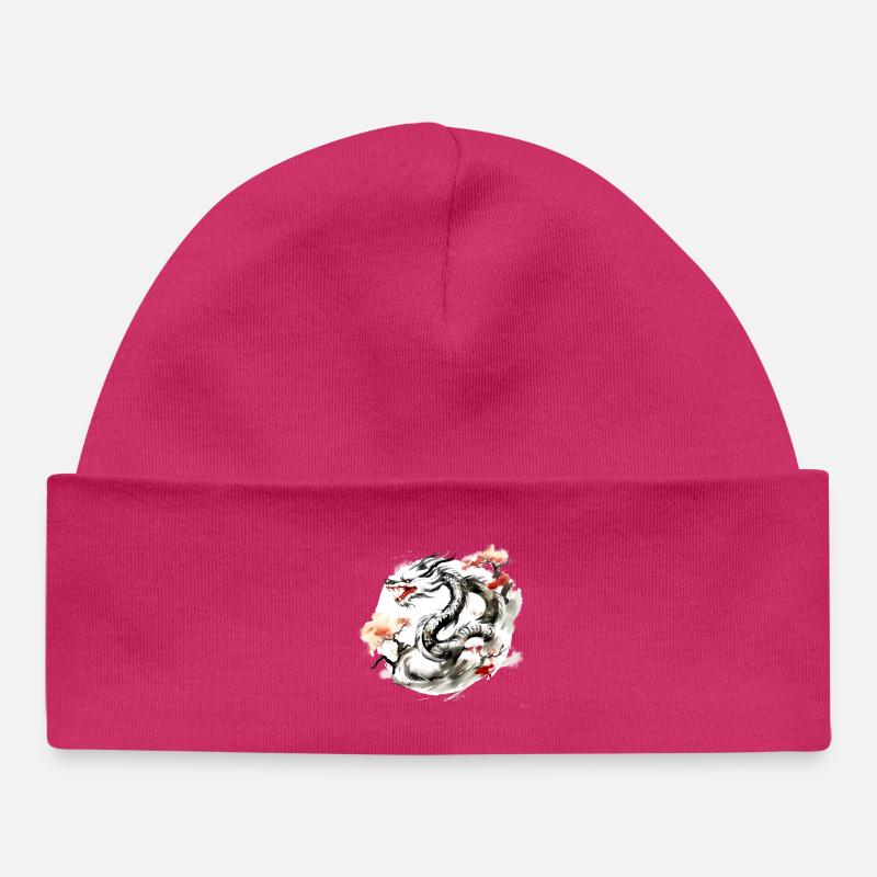 Signe du zodiaque chinois Dragon - Bonnet bébé bio - hot pink