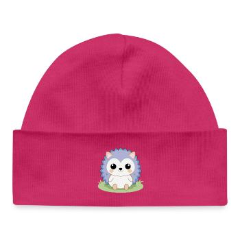 Baby hedgehog sitting in the garden - Baby Organic Beanie - hot pink - Front