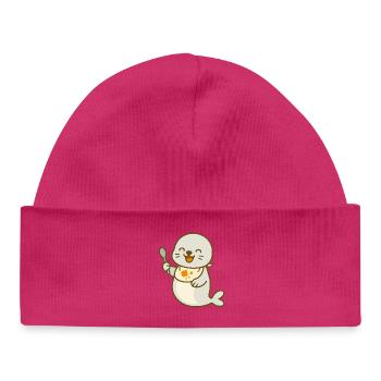 Futtern mit dem Robbenbaby - Baby Organic Mütze - hot Pink - Vorne