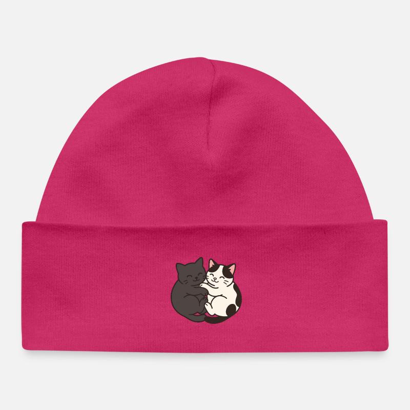 félin - Bonnet bébé bio - hot pink