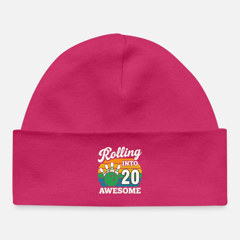 Bowling 20e anniversaire célébration graphique - Bonnet bébé bio - hot pink