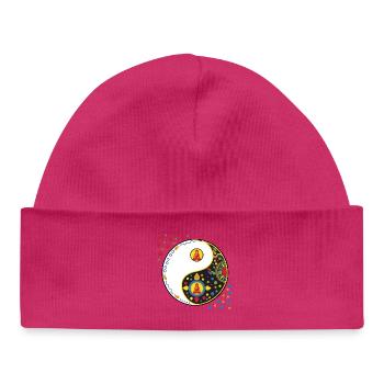 Yin Yang Tao mit Buddha  - Baby Organic Mütze - hot Pink - Vorne