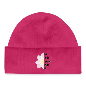 Aimez-vous – Motif 🌸✨ floral - Bonnet bébé bio - hot pink - Devant