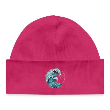 Dynamische Wellenkunst Illustration - Baby Organic Mütze - hot Pink - Vorne