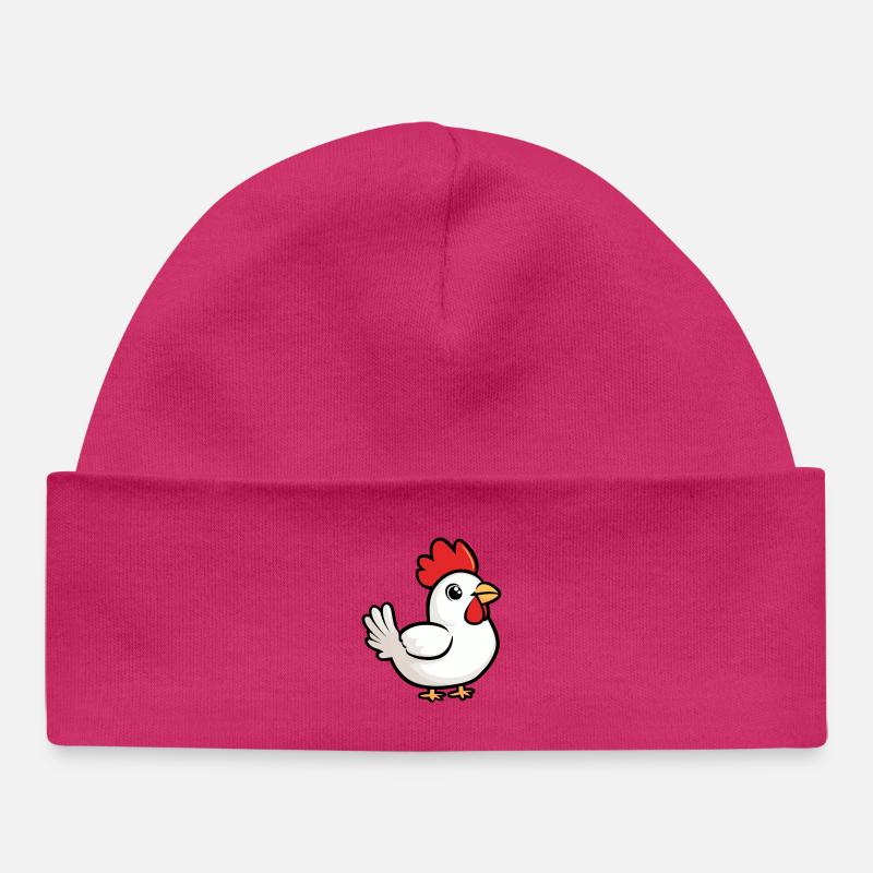 Dessin animé de poulet - Bonnet bébé bio - hot pink