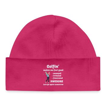 Golf - Golfen macht mich gut - Baby Organic Mütze - hot Pink - Vorne