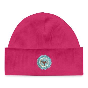 Sceau arboricole en détresse bleu de Majorque - Bonnet bébé bio - hot pink - Devant