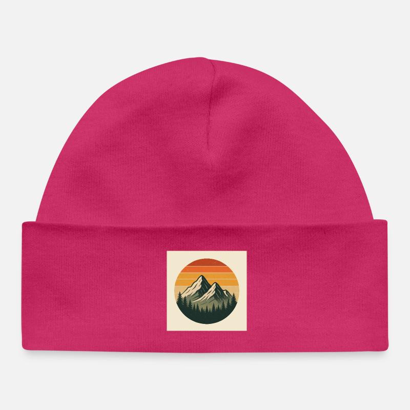Cercle rétro du sommet du coucher de soleil - Bonnet bébé bio - hot pink