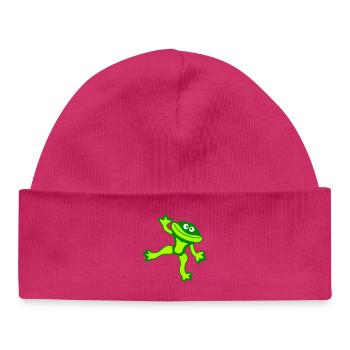Frosch Kröte Tanzt Lustig Albern Frech Winkt Comic - Baby Organic Mütze - hot Pink - Vorne