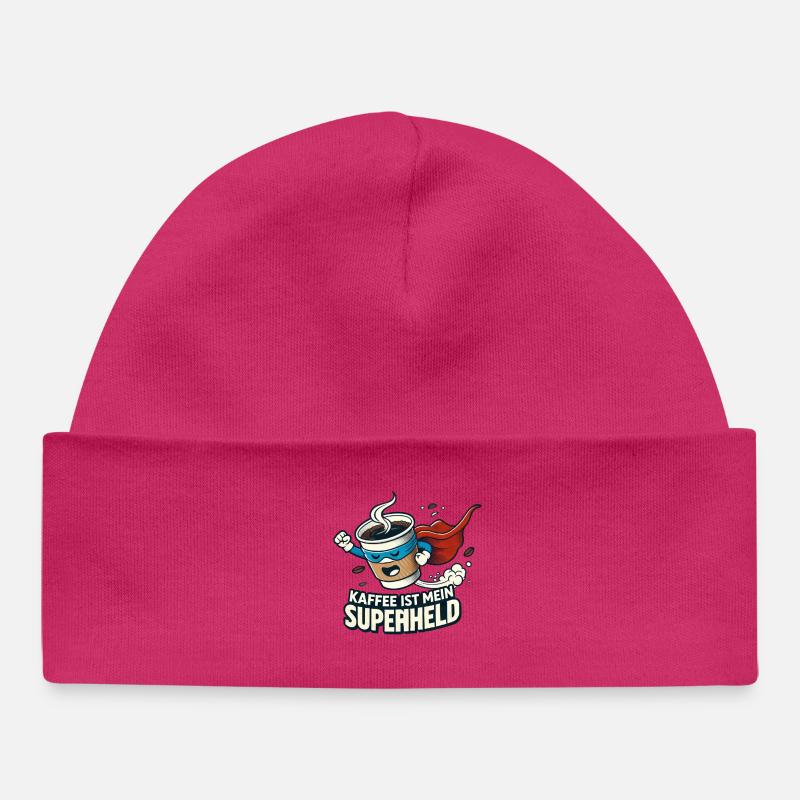 Café Super-héros Pouvoir Revigorant - Bonnet bébé bio - hot pink
