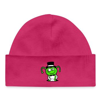 Caterpillar Top Hat Monocle Gentleman Empire Hole Bottom - Baby Organic Beanie - hot pink - Front
