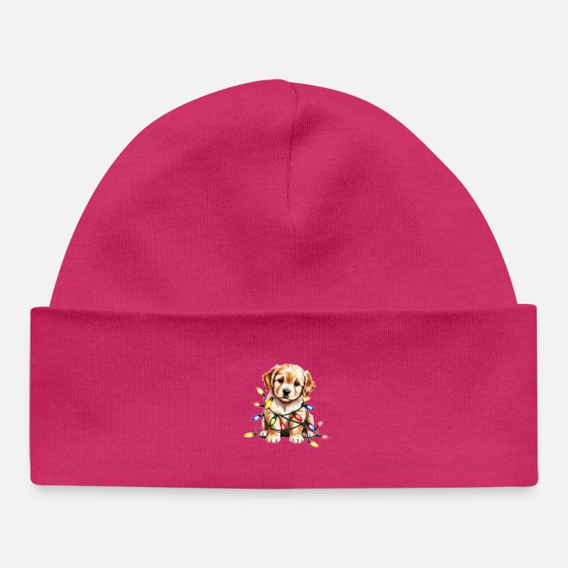 Chien de Noël Golden Retriever – festif et doux M - Bonnet bébé bio - hot pink