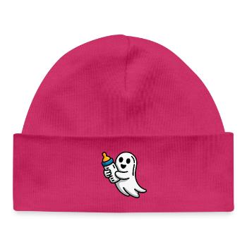 Ghost with pacifier illustration - Baby Organic Beanie - hot pink - Front