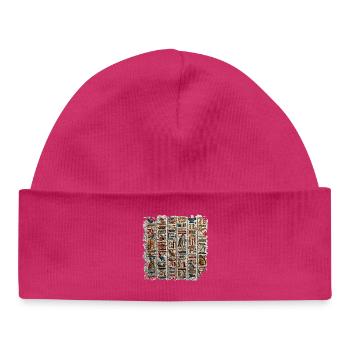 Hiéroglyphes égyptiens Relief en pierre - Bonnet bébé bio - hot pink - Devant