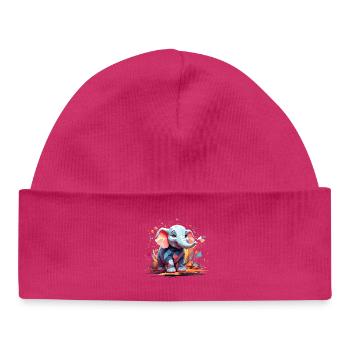 Elephant Color Explosion - Baby Organic Beanie - hot pink - Front