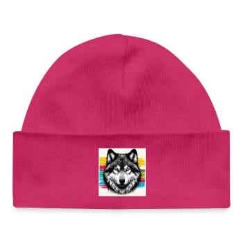 Wolf - Baby Organic Beanie - hot pink - Front