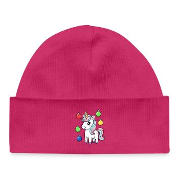 Cute Christmas Unicorn - Baby Organic Beanie - hot pink - Front