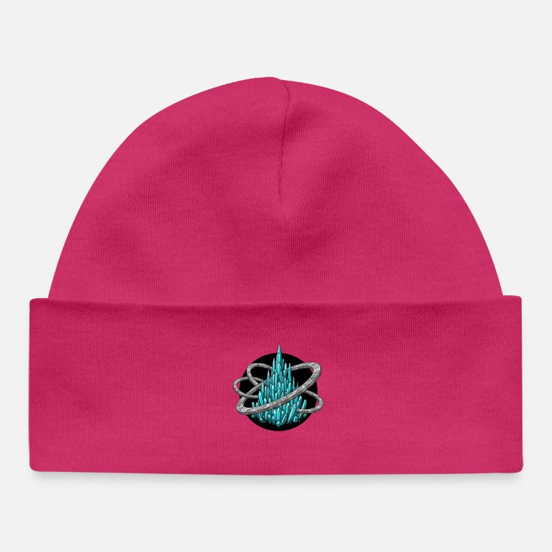 Orbite cristalline turquoise azur - Bonnet bébé bio - hot pink