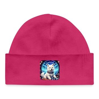 Kosmischer Welpe in der Weltraumblase - Baby Organic Mütze - hot Pink - Vorne