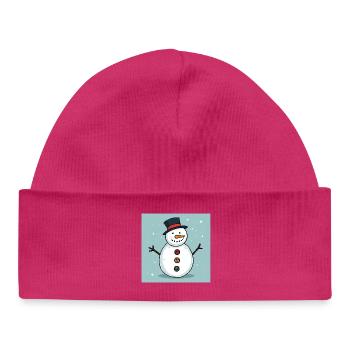 Colorful buttoned snowman - Baby Organic Beanie - hot pink - Front