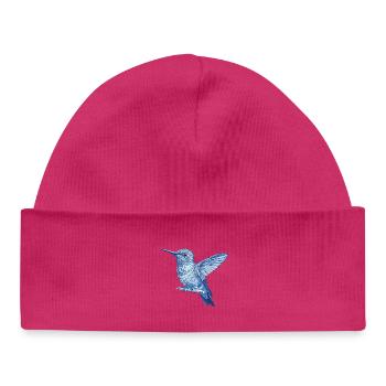 Geometric hummingbird on branch - Baby Organic Beanie - hot pink - Front