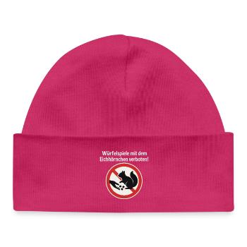 Plaisanterie du panneau d’interdiction du jeu de dés écureuil - Bonnet bébé bio - hot pink - Devant