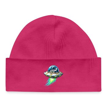 UFO astronaut flying sparks - Baby Organic Beanie - hot pink - Front