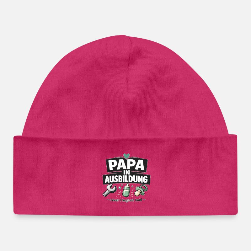 Papa en formation niveau 1 - Bonnet bébé bio - hot pink
