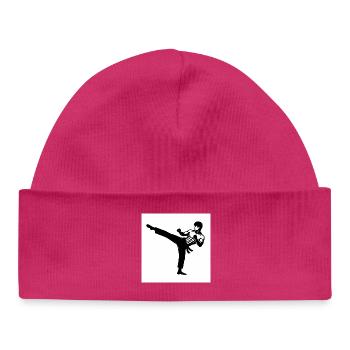 Karaté Silhouette Kicking - Bonnet bébé bio - hot pink - Devant