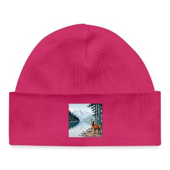 Hirsch am Bergsee - Baby Organic Mütze - hot Pink - Vorne