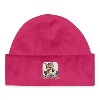 Cat composition: Mail kitten on the PC - Baby Organic Beanie - hot pink - Front