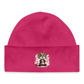 Apprendre la loutre avec le chaos du papier - Bonnet bébé bio - hot pink - Devant