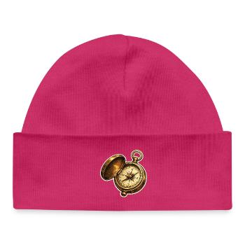 Antique Compass Watch Adventure - Baby Organic Beanie - hot pink - Front
