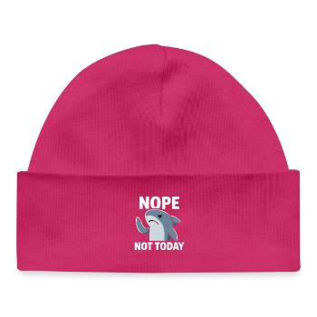 No Today Shark Meme - Baby Organic Beanie - hot pink - Front