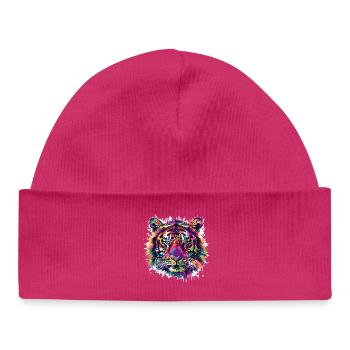 Éclat de couleur animal tigre - Bonnet bébé bio - hot pink - Devant