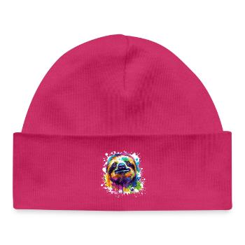 Color Explosion Sloth Sloth - Baby Organic Beanie - hot pink - Front
