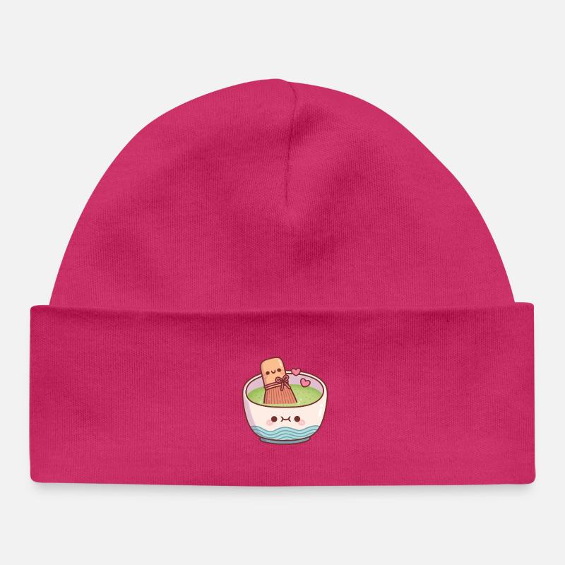 Mignon bol de thé matcha et fouet pour la Saint-Valentin - Bonnet bébé bio - hot pink