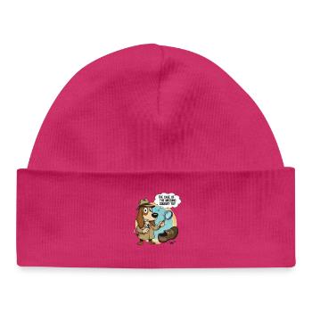 Detective Dog and Missing Toy - Baby Organic Beanie - hot pink - Front