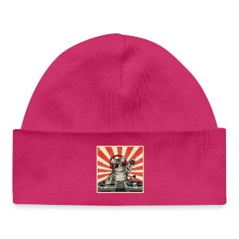 Katzen-DJ Retro Pop Art - Baby Organic Mütze - hot Pink - Vorne