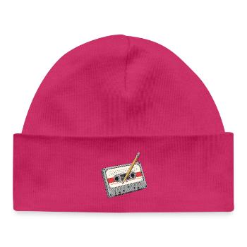 Analog cassette with pencil - Baby Organic Beanie - hot pink - Front
