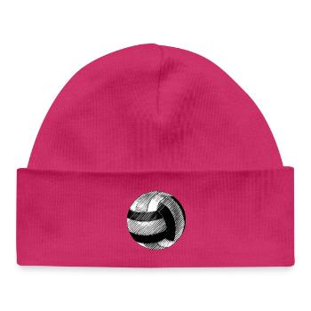 Volleyball Black and White Drawing - Baby Organic Beanie - hot pink - Front