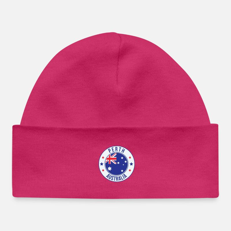 Perth Australia Circle Abzeichen - Baby Organic Mütze - hot Pink