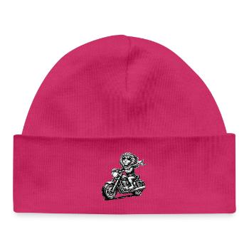 Affe auf Motorrad Schal - Baby Organic Mütze - hot Pink - Vorne