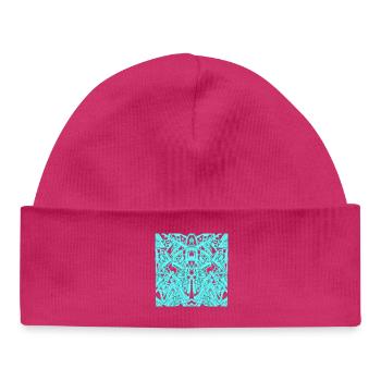Turquoise Symmetry Ornament - Baby Organic Beanie - hot pink - Front