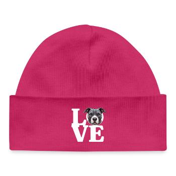LOVE Staffy Bull Terrier Dog Dog Lover Funny - Baby Organic Beanie - hot pink - Front