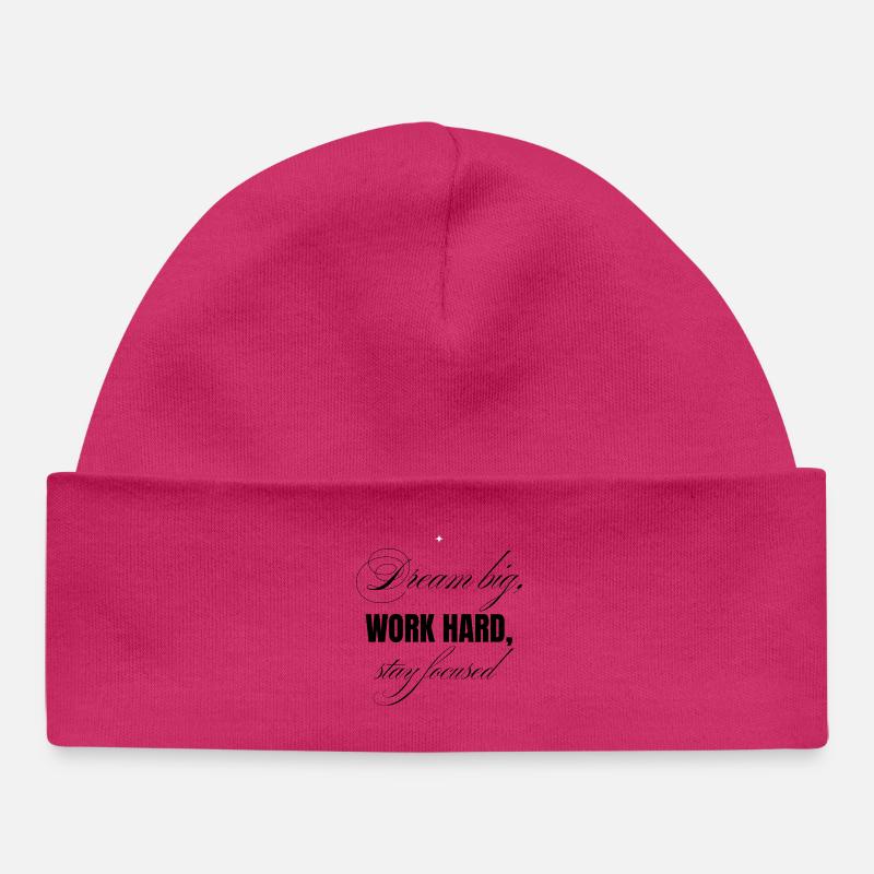 Travaille dur - Bonnet bébé bio - hot pink