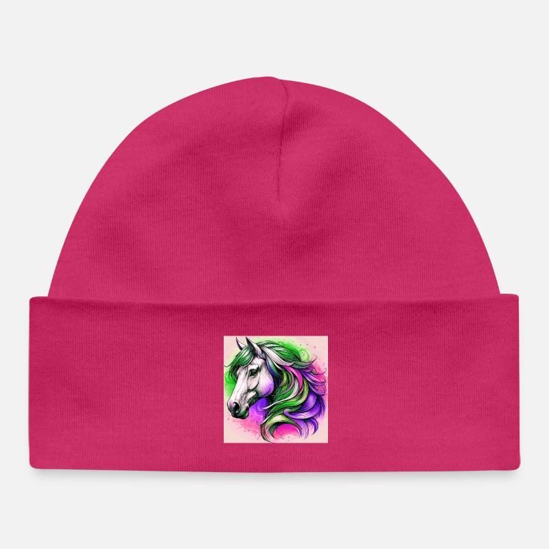 cheval - Bonnet bébé bio - hot pink