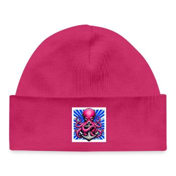 Octopus embraces an Anchor - Baby Organic Beanie - hot pink - Front