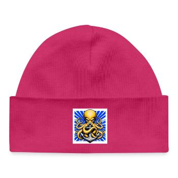 Octopus embraces an Anchor - Baby Organic Beanie - hot pink - Front