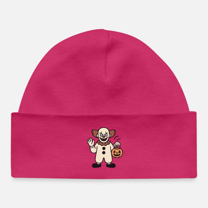 Clown d’Halloween avec un seau à citrouille - Bonnet bébé bio - hot pink